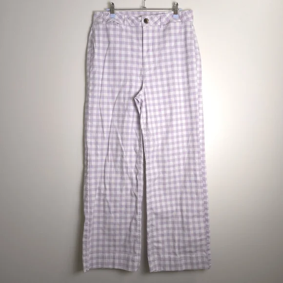 OLD NAVY Retro Gingham High-Waisted Cropped Wide-Leg Chino Pants 10 Tall - Picture 2 of 10